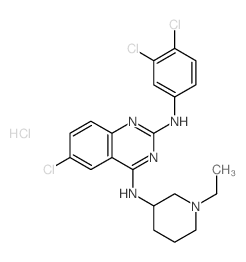 6-氯-N2-(3,4-二氯苯基)-N4-(1-乙基-3-哌啶基)-2,4-喹唑啉二胺 二盐酸盐 结构式