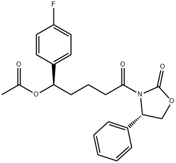 (4S)-3-[(5R)-5-乙酰氧基-5-(4-氟苯基)-1-氧代戊基]-4-苯基-2-恶唑烷酮 结构式