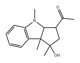 1-(1,2,3,3a,4,8b-六氢-1-羟基-1,4,8b-三甲基环戊[b]吲哚-3-基)乙酮 结构式