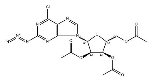 2-叠氮基-6-氯-9-(2,3,5-三-O-乙酰基-β-D-呋喃核糖基)-9H-嘌呤 结构式