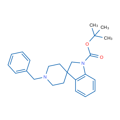 1-苄基螺[吲哚啉-3,4'-哌啶]-1-羧酸叔丁酯 结构式