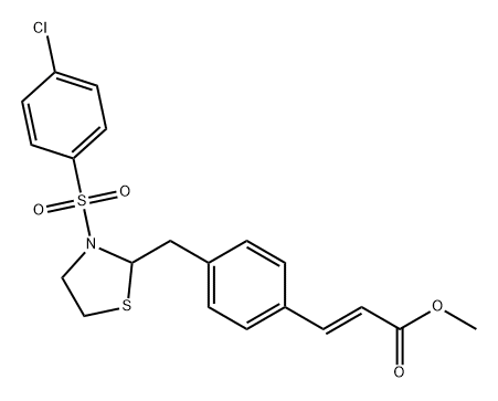 2-Propenoic acid, 3-[4-[[3-[(4-chlorophenyl)sulfonyl]-2-thiazolidinyl]methyl]phenyl]-, methyl ester, (2E)- 结构式