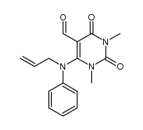 5-Pyrimidinecarboxaldehyde, 1,2,3,4-tetrahydro-1,3-dimethyl-2,4-dioxo-6-(phenyl-2-propen-1-ylamino)- 结构式