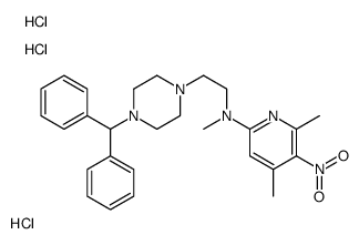 1-Piperazineethanamine,N-(2,6-dimethyl-3-nitro-4-pyridinyl)-4-(diphenylmethyl)-N-methyl-,hydrochloride (1:3) 结构式