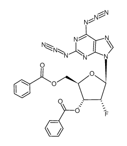 9H-Purine, 2,6-diazido-9-(3,5-di-O-benzoyl-2-deoxy-2-fluoro-β-D-ribofuranosyl)- 结构式