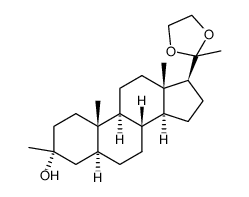 Pregnan-20-one, 3-hydroxy-3-methyl-, cyclic 1,2-ethanediyl acetal, (3α,5α)- (9CI) 结构式
