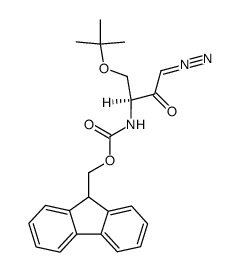 Carbamic acid, N-[(1S)-3-diazo-1-[(1,1-dimethylethoxy)methyl]-2-oxopropyl]-, 9H-fluoren-9-ylmethyl ester 结构式