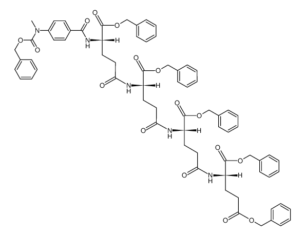 L-Glutamic acid, N-[N-[N-[N-[4-[methyl[(phenylmethoxy)carbonyl]amino]benzoyl]-L-γ-glutamyl]-L-γ-glutamyl]-L-γ-glutamyl]-, pentakis(phenylmethyl) ester 结构式