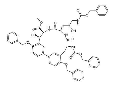 L-Serine, N-[(phenylmethoxy)carbonyl]-L-alanyl-(4R)-4-hydroxy-N5-[(phenylmethoxy)carbonyl]-L-ornithyl-, methyl ester, cyclic 13,33-[4,4'-bis(phenylmethoxy)[1,1'-biphenyl]-3,3'-diyl] deriv., (3R)- (9CI) 结构式
