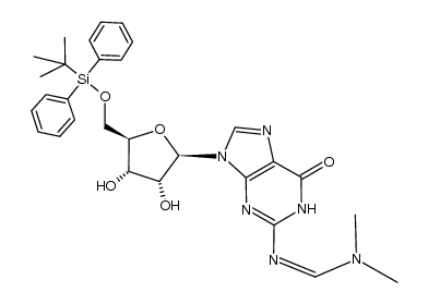 Guanosine, N-[(dimethylamino)methylene]-5'-O-[(1,1-dimethylethyl)diphenylsilyl]- 结构式