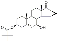(3β,7β,15α,16α)-3-(2,2-二甲基-1-氧代丙氧基)-15,16-二氢-7-羟基-3'H-环丙烯并[15,16]雄甾-5,15-二烯-17-酮 结构式