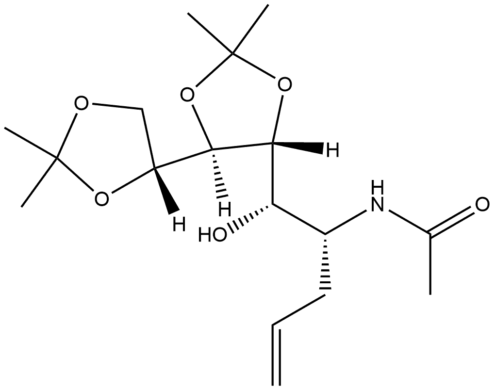 D-glycero-L-gulo-Non-8-enitol, 6-(乙酰氨基)-6,7,8,9-四脱氧-1,2:3,4-二-O-(1-甲基亚乙基)- 结构式