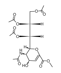 (4R,5R,6R)-5-乙酰氨基-4-羟基-6-[(1S,2R)-1,2,3-三乙酰氧基丙基]-2,3-二氢-4H-吡喃-2-羧酸甲酯 结构式