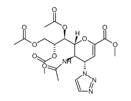 D-glycero-D-galacto-Non-2-enonic acid, 5-(acetylamino)-2,6-anhydro-3,4,5-trideoxy-4-(1H-1,2,3-triazol-1-yl)-, methyl ester, 7,8,9-triacetate 结构式