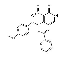 4(3H)-Pyrimidinone, 6-[[(4-methoxyphenyl)methyl](2-oxo-2-phenylethyl)amino]-5-nitro- 结构式