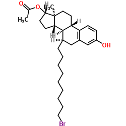 (7a,17b)-7-(9-溴壬基)雌甾-1,3,5(10)-三烯-3,17-二醇 17-醋酸酯 结构式