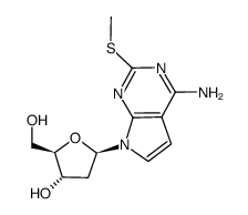 7H-Pyrrolo[2,3-d]pyrimidin-4-amine, 7-(2-deoxy-β-D-erythro-pentofuranosyl)-2-(methylthio)- 结构式