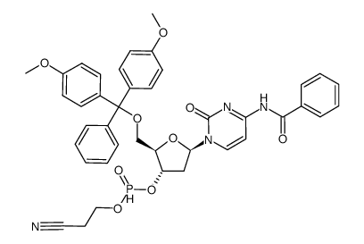 Cytidine, N-benzoyl-5'-O-[bis(4-methoxyphenyl)phenylmethyl]-2'-deoxy-, 3'-(2-cyanoethyl phosphonate) 结构式