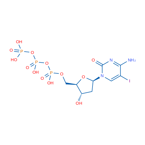 ((2R,3S,5R)-5-(4-氨基-5-碘-2-氧代嘧啶-1(2H)- 基)-3-羟基四氢呋喃-2-基)甲基四氢三磷酸 结构式