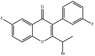 2-(1-溴乙基)-6-氟-3-(3-氟苯基)-4H-色烯-4-酮 结构式