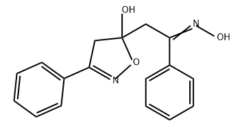 2-(4,5-二氢-5-羟基-3-苯基-5-异噁唑基)-1-苯基乙酮肟 结构式