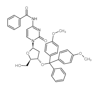 N-苯甲酰基-3'-O-(4,4'-二甲氧基三苯甲基)-2'-脱氧胞啶 结构式