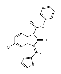 1H-Indole-1-carboxylic acid, 5-chloro-2,3-dihydro-3-(hydroxy-2-thienylmethylene)-2-oxo-, phenyl ester, (3Z)- 结构式