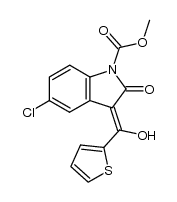 1H-Indole-1-carboxylic acid, 5-chloro-2,3-dihydro-3-(hydroxy-2-thienylmethylene)-2-oxo-, methyl ester, (3Z)- 结构式