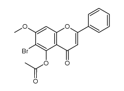 4H-1-Benzopyran-4-one, 5-(acetyloxy)-6-bromo-7-methoxy-2-phenyl- 结构式