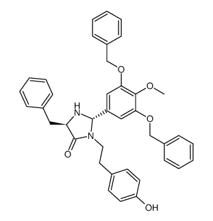 4-Imidazolidinone, 3-[2-(4-hydroxyphenyl)ethyl]-2-[4-methoxy-3,5-bis(phenylmethoxy)phenyl]-5-(phenylmethyl)-, (2S,5R)- 结构式