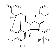 6H-Benzofuro[3a,3,2-ef]imidazo[2,1-a][2]benzazepine-6,12(13H)-dione, 4a,5,9,10,14,14a-hexahydro-2-hydroxy-3-methoxy-13-(phenylmethyl)-14-(2,2,2-trifluoroacetyl)-, (4aS,8aS,13R,14aR)- 结构式