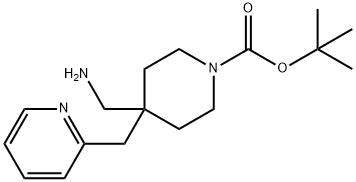 4-(氨基甲基)-4-(吡啶-2-基甲基)哌啶-1-羧酸叔丁酯 结构式