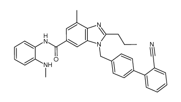 1H-Benzimidazole-6-carboxamide, 1-[(2'-cyano[1,1'-biphenyl]-4-yl)methyl]-4-methyl-N-[2-(methylamino)phenyl]-2-propyl- 结构式