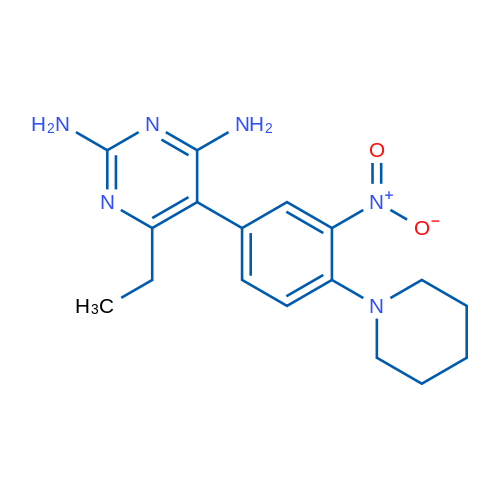 6-乙基-5-(3-硝基-4-(哌啶-1-基)苯基)嘧啶-2,4-二胺 结构式