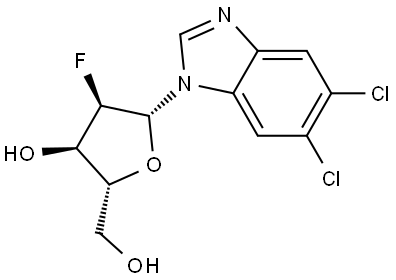 5,6-二氯-1-(2-脱氧-2-氟-β-D-呋喃核糖基)-1H-苯并咪唑 结构式