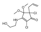 2,5-dichloro-3-(2-hydroxyethylamino)-4,4-dimethoxy-5-prop-2-enylcyclopent-2-en-1-one 结构式