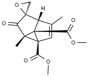 Spiro[cyclopropa[cd]pentalene-1(2H),2′-oxirane]-2b,4b(2aH,4aH)-二羧酸, 2a,4-二甲基-2-氧代-, 二甲酯, (1α,2aα,2bα,4aα,4bα)- 结构式