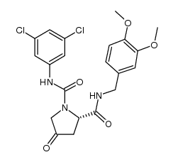 1,2-Pyrrolidinedicarboxamide, N1-(3,5-dichlorophenyl)-N2-[(3,4-dimethoxyphenyl)methyl]-4-oxo-, (2S)- 结构式