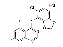 N-(5-氯苯并[d][1,3]二氧杂环戊烯-4-基)-5,7-二氟喹唑啉-4-胺盐酸盐 结构式