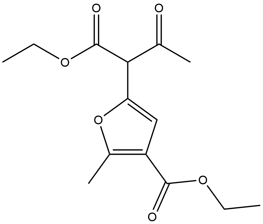2-呋喃乙酸, α-乙酰基-4-(乙氧羰基)-5-甲基-, 乙酯 结构式