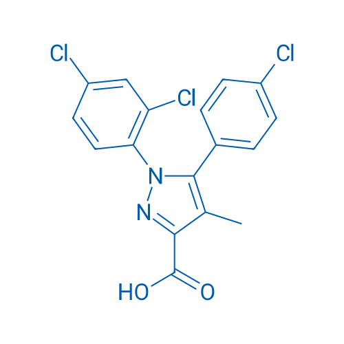 5-(4-氯苯基)-1-(2,4-二氯苯基)-4-甲基-1H-吡唑-3-羧酸 结构式