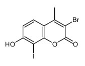 3-溴-7-羟基-8-碘-4-甲基-2H-1-苯并吡喃-2-酮 结构式
