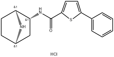 2-Thiophenecarboxamide, N-(1S,2R,4R)-7-azabicyclo[2.2.1]hept-2-yl-5-phenyl-, hydrochloride (1:1) 结构式