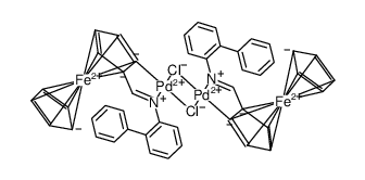 双[2-([1,1'-联苯]-2-亚氨基-κN)甲基二茂铁基-κC]二-μ-氯二钯 结构式