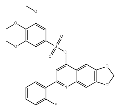 3,4,5-三甲氧基苯磺酸 6-(2-氟苯基)-1,3-二氧杂环[4,5-g]喹啉-8-基酯 结构式