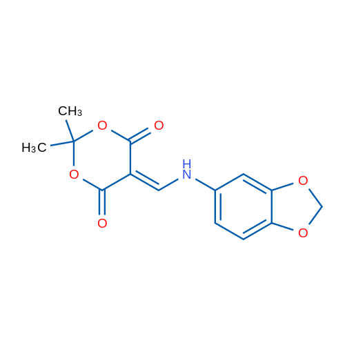 5-((苯并[3,4-D]1,3-二氧杂环戊烯-5-基氨基)亚甲基)-2,2-二甲基-1,3-二恶烷-4,6-二酮 结构式