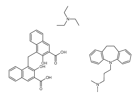 2-Naphthalenecarboxylic acid, 4,4'-methylenebis[3-hydroxy-, compd. with N,N-diethylethanamine and 10,11-dihydro-N,N-dimethyl-5H-dibenz[b,f]azepine-5-propanamine (1:1:1) 结构式