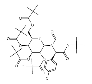Benzeneacetamide, 4-chloro-N-(1,1-dimethylethyl)-α-[formyl[2,3,4,6-tetrakis-O-(2,2-dimethyl-1-oxopropyl)-β-D-galactopyranosyl]amino]-, (R)- (9CI) 结构式