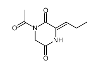 1-乙酰基-3-亚丙基-2,5-哌嗪二酮 结构式