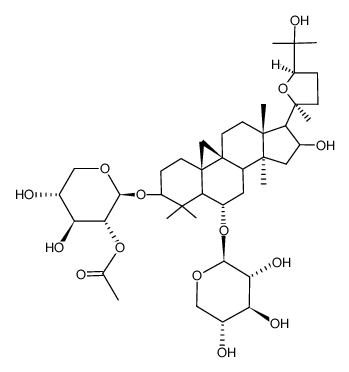 β-D-Xylopyranoside, (3β,6α,16β,24R)-3-[(2-O-acetyl-β-D-xylopyranosyl)oxy]-20,24-epoxy-16,25-dihydroxy-9,19-cyclolanostan-6-yl (9CI) 结构式